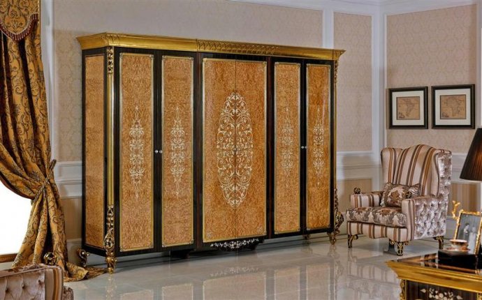 0061 Golden bedroom furniture wardrobe designs European Classic