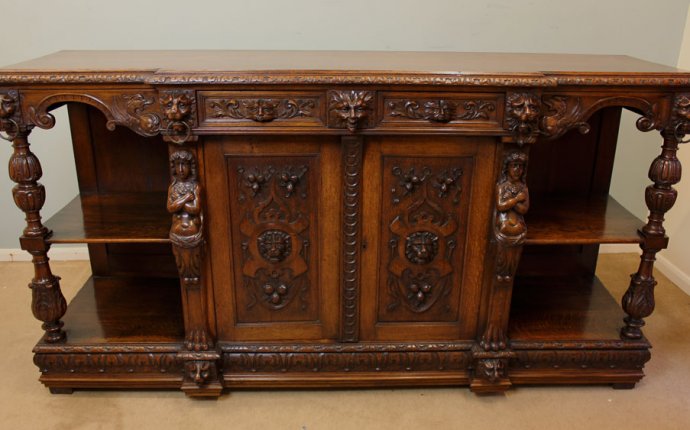 Antique Sideboard | Dresser Base | Server | Victorian | Carved