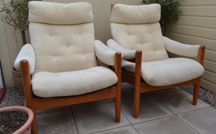 Details about Pair of Retro Teak Lied Mobler Armchairs Reclining