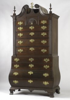 American Antique Furniture | Chippendale Mahogany Bombe Chest-on-Chest