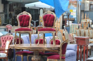 Antique Chairs on a table at flea market