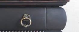 black painted furniture, black distressed furniture, black and wood furniture, black weathered furniture, black painted nightstand, distressing ideas