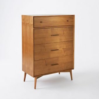 Mid-Century 4 Drawer Dresser, Acorn