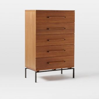 Nash Metal + Wood - 5-Drawer Dresser, Teak