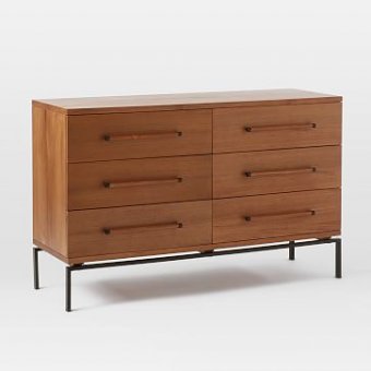 Nash Metal + Wood - 6-Drawer Dresser, Teak